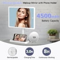 thumbnail image 4 of Rechargeable Makeup Vanity Mirror with Lights, Large Lighted Desk Makeup Mirror with 96 LED Lights and 10x Magnifying Mirror, 3 Color Lighting, Light up Make up Mirror with Phone Holder, 4 of 5