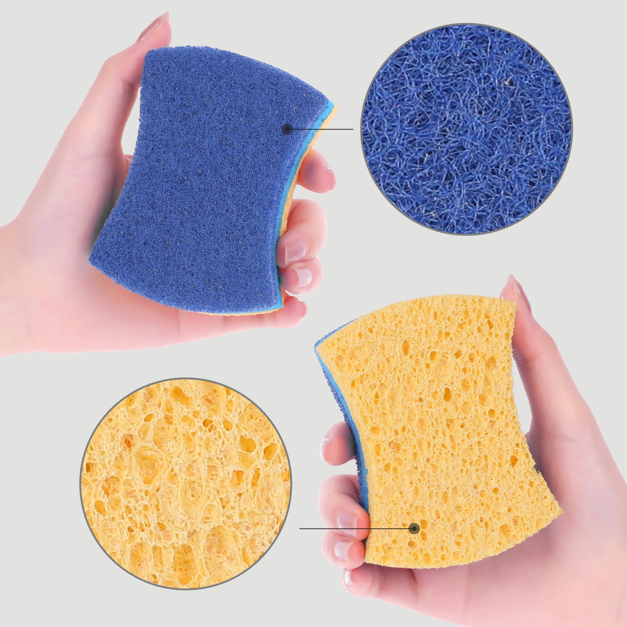 Unique Bargains Non-Scratch Scrub Sponges Cleaning Sponges for Kitchen Dishes Blue 6 Pcs
