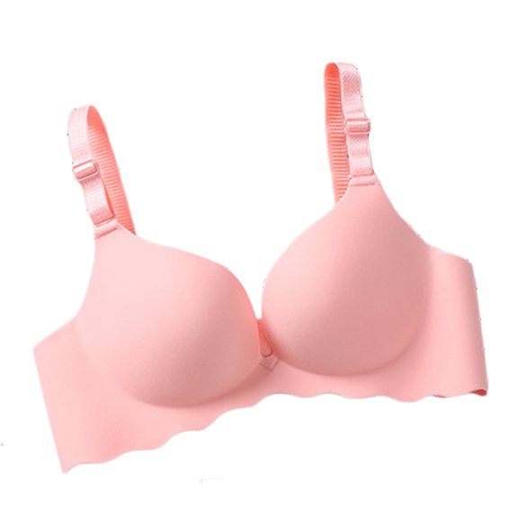 harmtty Women Sexy Solid Color Seamless Wavy Breathable Push Up Bra Underwear Bralette,Pink,38B