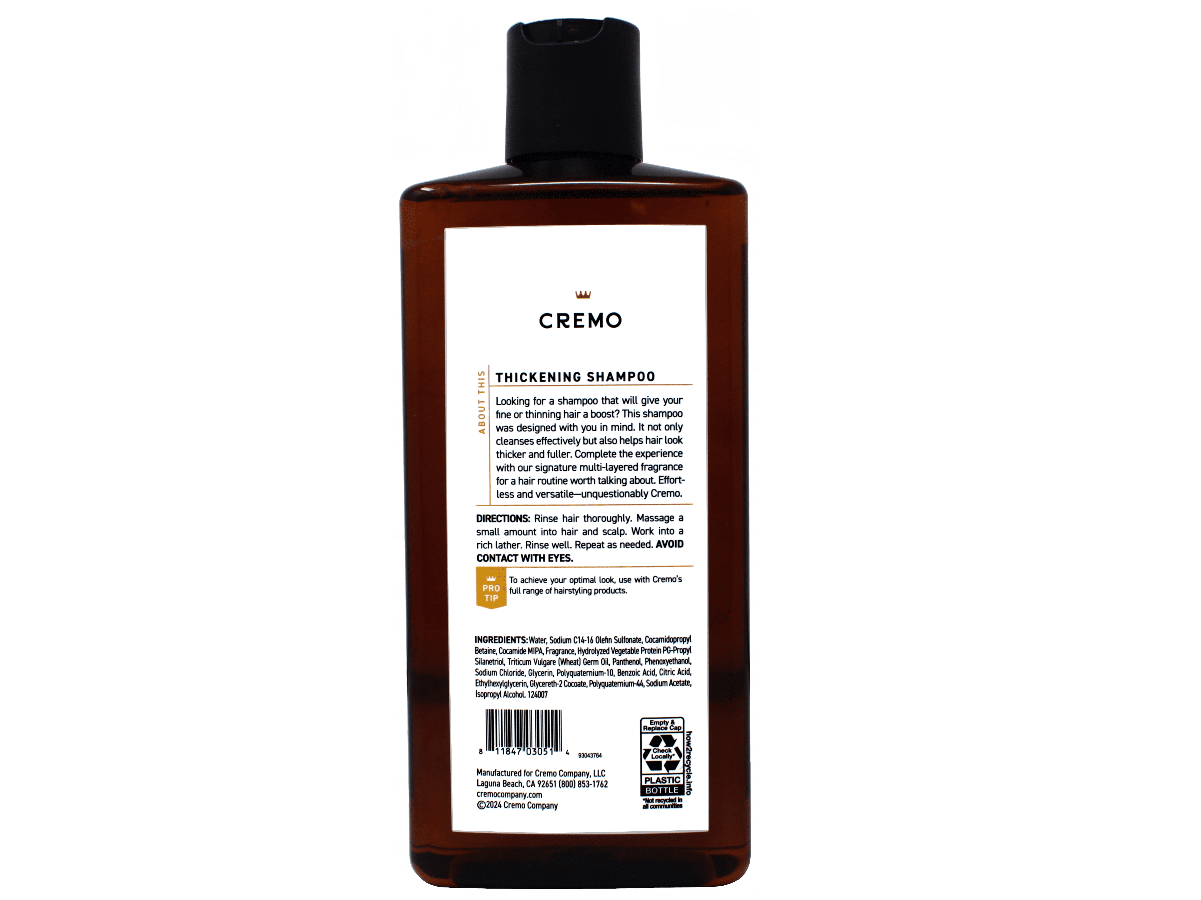 3 Pack - Cremo Juniper & Eucalyptus Barber Grade Thickening Shampoo, 16 Fl Oz