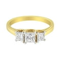 thumbnail image 3 of 10K Yellow Gold 1ct TDW Princess-Cut Diamond Three Stone Band Ring (J-K, I1-I2), 3 of 8