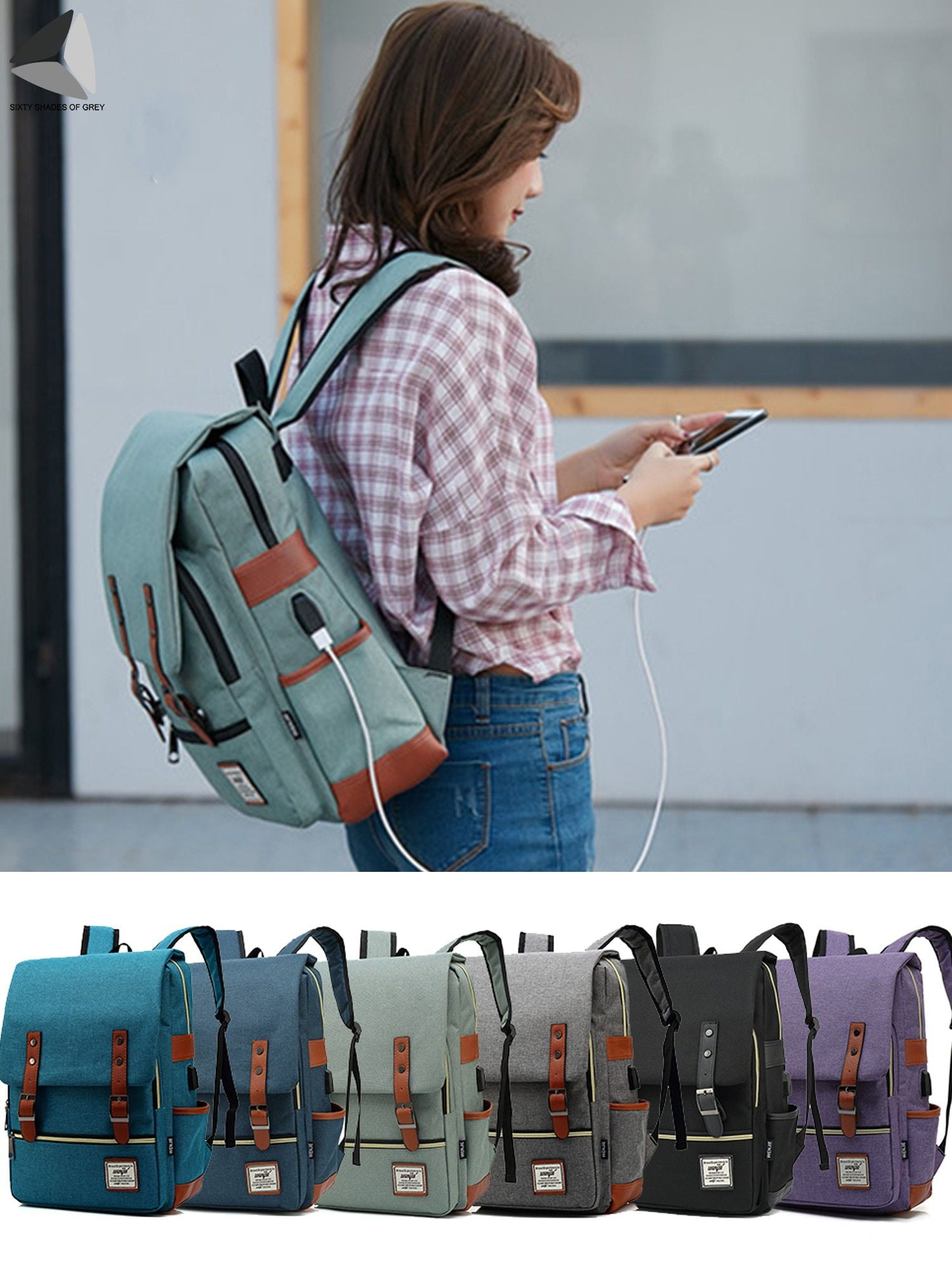 Cute Colored Dinosaurs Laptop Backpack 17 Inch Business Travel Backpacks School Backpacks with USB Charging Port for Casual Hiking