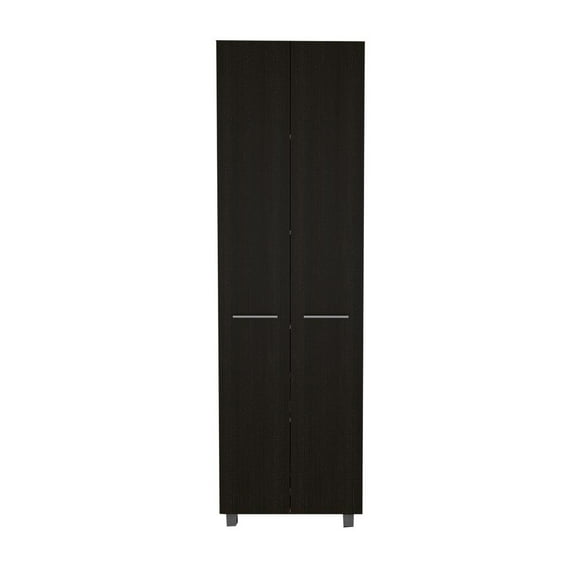 FM FURNITURE Pensacola 79"H Engineered Wood Double Door Pantry Cabinet in Black