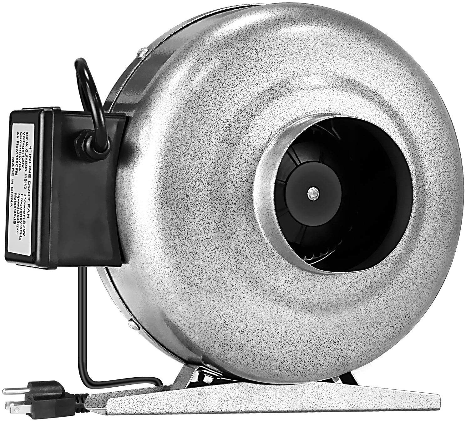 iPower 4 Inch 190 CFM Inline Duct Ventilation HVAC Vent Blower Fan for
