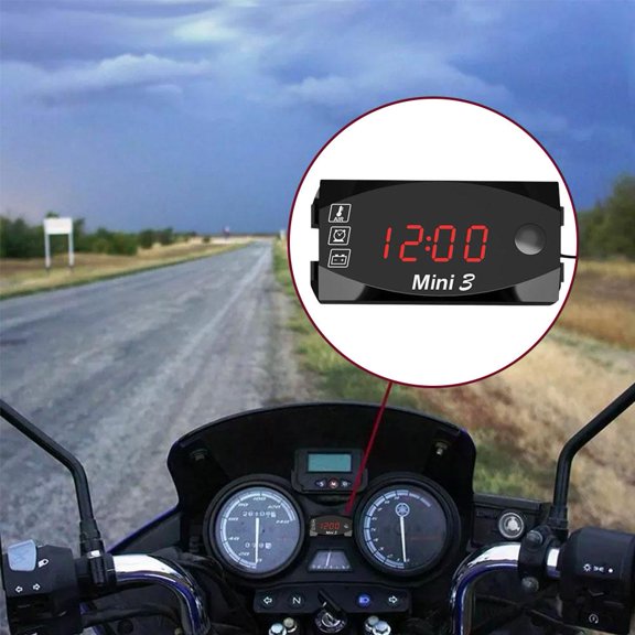 FurNest 3in1 Waterproof LED Electronic Clock Thermometer Voltmeter Motorcycle