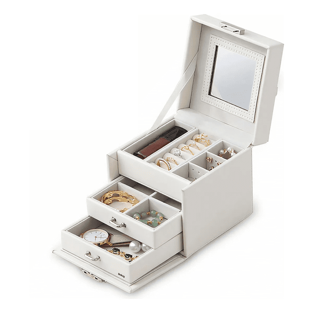 "Alhajeros Joyero De 3 Capas, Cajas De Exhibición De Joyería Belug, Blanco "
