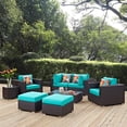 thumbnail image 2 of Lounge Sectional Sofa Table Set, Blue, Rattan, Wicker, Outdoor Patio Balcony Cafe Bistro Garden Hospitality Restaurant, Modern Contemporary HB33017, 2 of 8