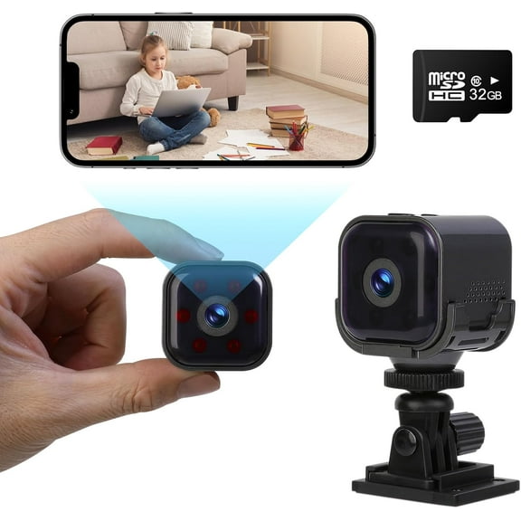 Mini hidden camera WiFi remote smart home, 960Mah battery life, AI motion detection alarm, automatic night vision, mobile phone APP portable connection, indoor real-time recording monitoring camera.