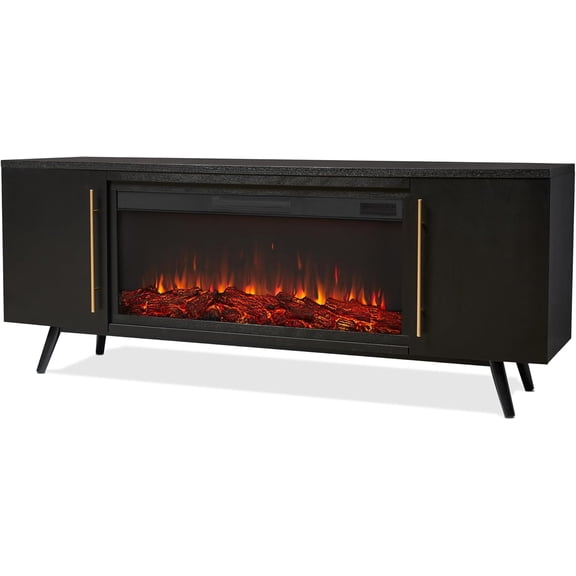 Real Flame Morris 72" Landscape Electric Fireplace TV Stand in Black