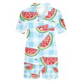 thumbnail image 3 of hxobax Cute Womens Pajama Sets Shorts Pjs Set 2 Piece Notch Collar Sleepwear Button Down Lounge Set Sweet Print Short Sleeve Shirts Tops and Shorts Pajamas Set Soft Nightwear,#01_Mint Green,Medium, 3 of 4