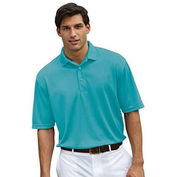 Polyester moisture wicking and anti-microbial treated performance baby pique, short-sleeve, easy care, color fast polo with heat seal label, welt collar, hemmed bottom with side vents. 5.5 oz.