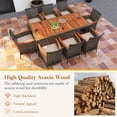 thumbnail image 3 of Patiojoy 9PCS Patio Rattan Furniture Dining Set Acacia Wood Table Cushioned Chair for Outdoor, 3 of 9