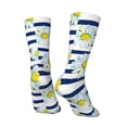 thumbnail image 5 of Uemuo Daisy Striped Nautical Pattern Women's Crew Socks, Soft Durable Breathable Moisture-Wicking with Odor Control Cotton socks, 5 of 9
