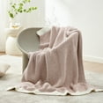 thumbnail image 3 of Snuggle Sac Ultra Soft Blanket Twin Size, Ultra Soft Microfiber Knitted Blanket Cozy Warm Blankets, Heather Taupe, 60x80 inches, 3 of 6