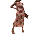thumbnail image 1 of PENGXIANG Robe Longue à Manches Longues Imprimé Teinture sur Nœuds pour Femmes Automne, 1 of 7