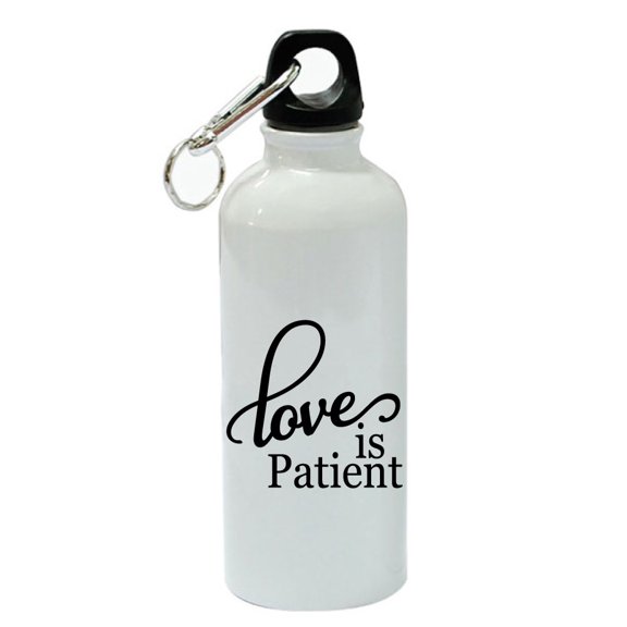 Love Is Patient White Aluminum Sports 20 oz Water Bottle