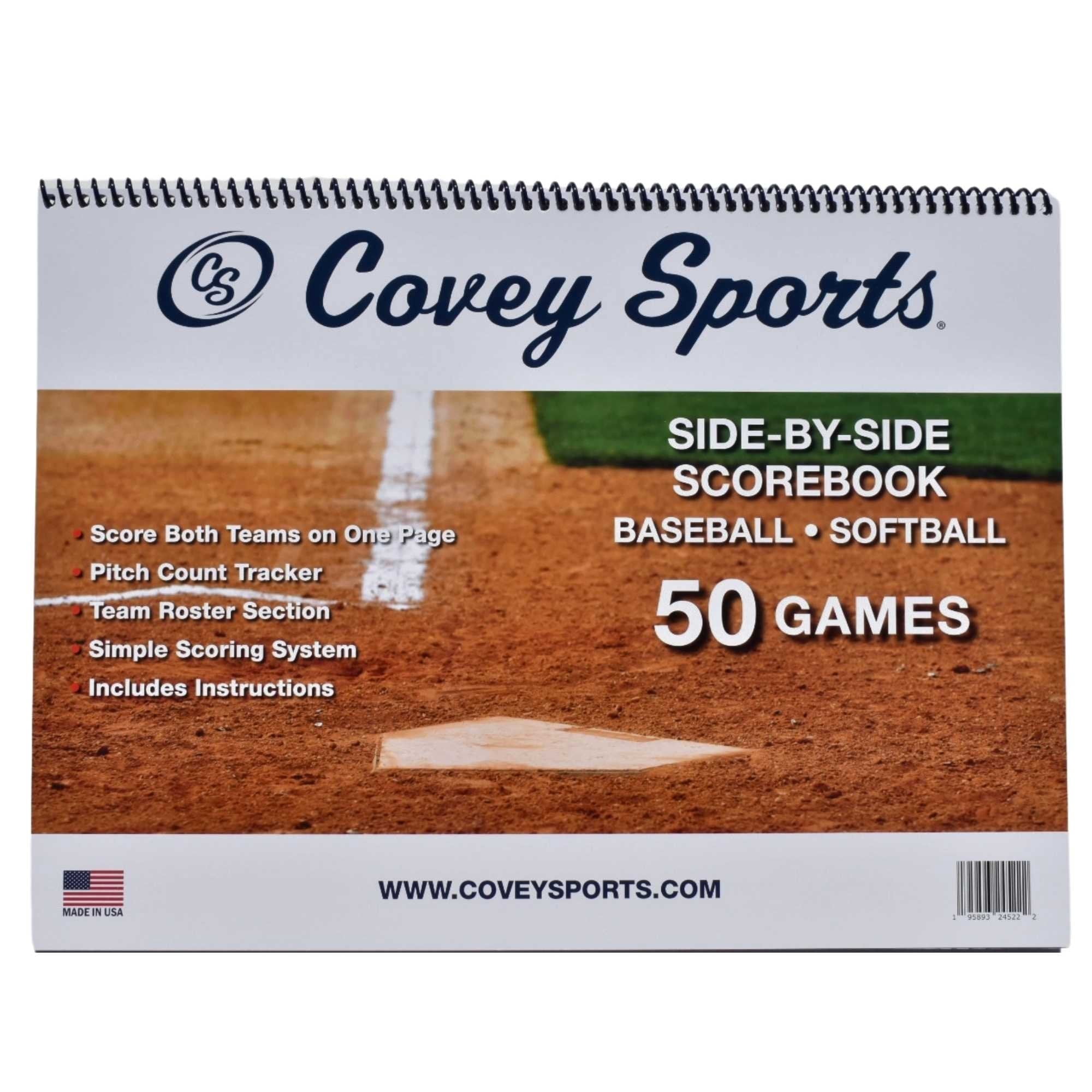 Covey Sports Side-by-Side Baseball Scorebook & Softball Scorebook, 50 Games