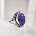 thumbnail image 3 of Natural Charoite Ring, Purple Charoite Ring, Natural Birthstone, Bohemian Band, 925 Sterling Silver, Womens Ring, Christmas, Thanksgiving, Handmade, Statement Jewelry, Natural Gemstone Ring, 3 of 6