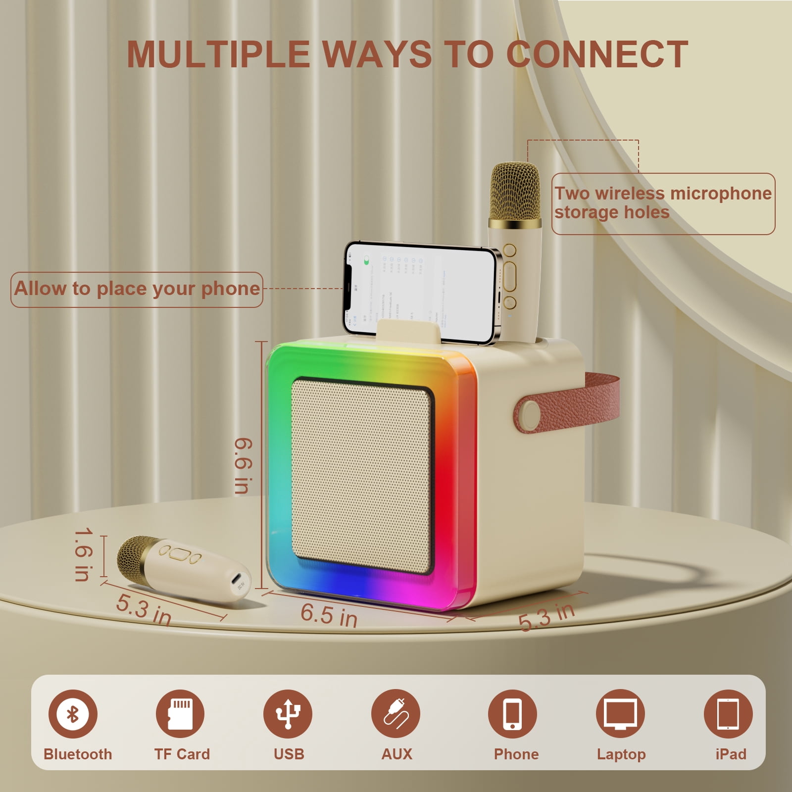 JYX Party Bluetooth Speaker with 2 Microphones, Stereo party speaker bluetooth for Outdoor