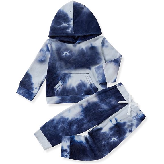 Sinhoon Toddler Baby Boy Tie Dye Pants Set Hoodie Pocket Top Long Pants 2PCS Fall Winter Outfits Clothes