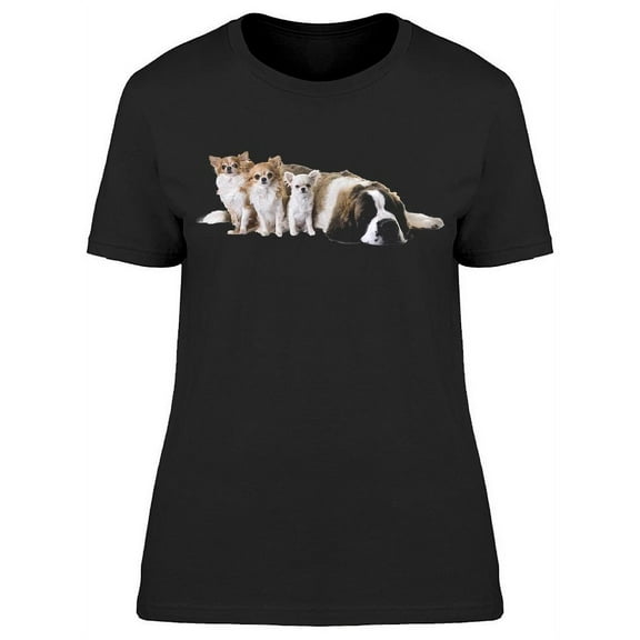 Small Dogs And Big St. Bernard T-Shirt Women -Image by Shutterstock, Female Medium