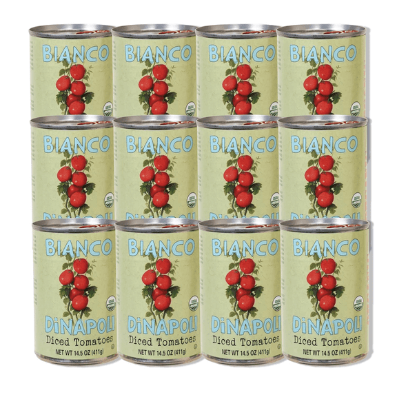 Bianco DiNapoli Organic Diced Canned Tomatoes in Puree, 14.5 Oz (Pack of 12), Vine Ripened California Grown, Perfect for Soups, Sauces, Pasta and More