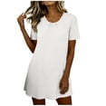thumbnail image 5 of Juesizh Nightgowns for Women Solid Color Sleep Pajamas Casual Loose Round Neck Short Sleeve Sleepwear Mini Dress, S-2XL, 5 of 7