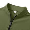 thumbnail image 3 of HomeDM Men's Quarter Zip Short Sleeve Athletic T-Shirts Mock Neck Solid Color Workout Pullover Tops, Army Green Size XL, 3 of 5