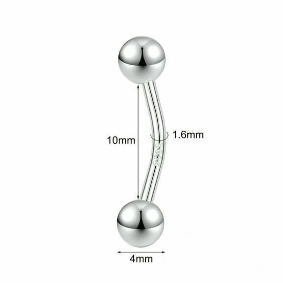 DESIGNICE 14G 16G 925 Sterling Silver Belly Button Rings Navel Piercings Barbell Jewelry-16G-10mm