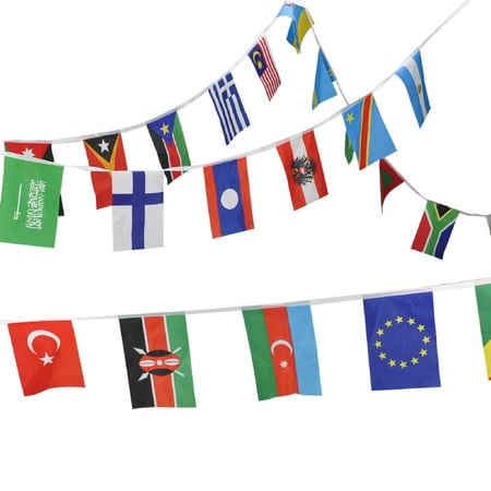 Outdoor Event Decoration Aspire 8.2X5.5 inches String Of International Flags For Party Events Olympic Decorations, Festivals Flag Pennants - Up to 200 Counties-Multinations-42.6 feet ()