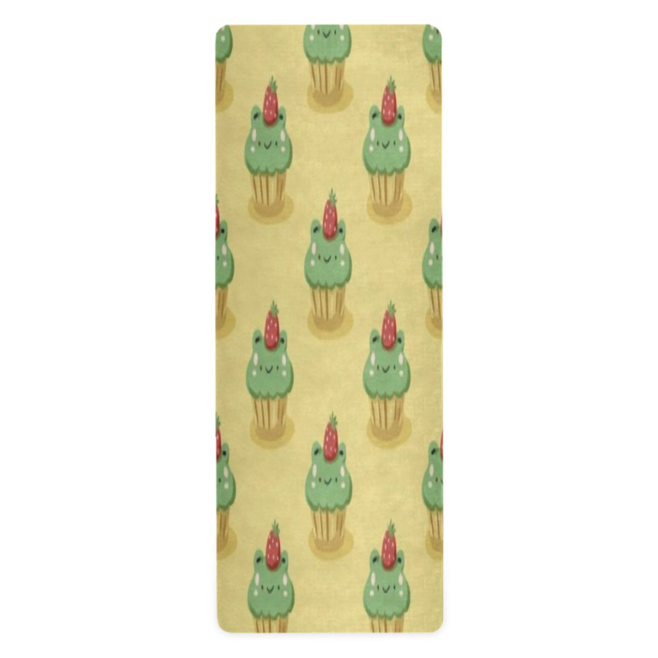 BZSMCE Yoga Mat Women Fitness Mat Sunny Frog Cupcake Pattern