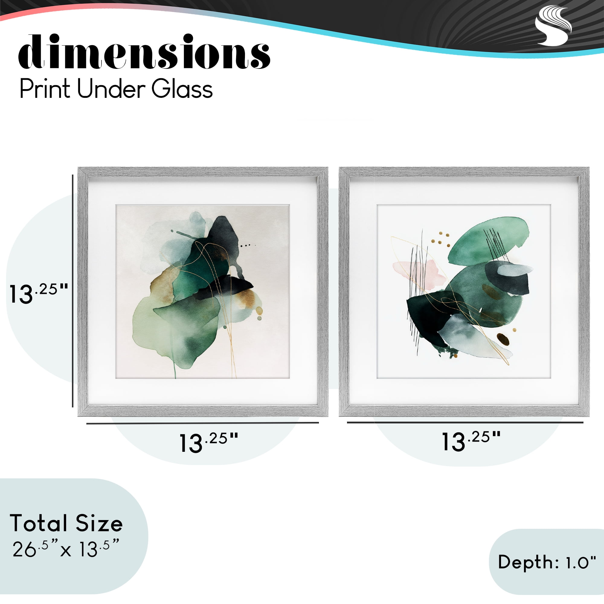 Stupell Industries Fluid Abstract Harmonies 2 Piece Gray Framed Print Under Glass Set, design by Svetlana Aleynikova