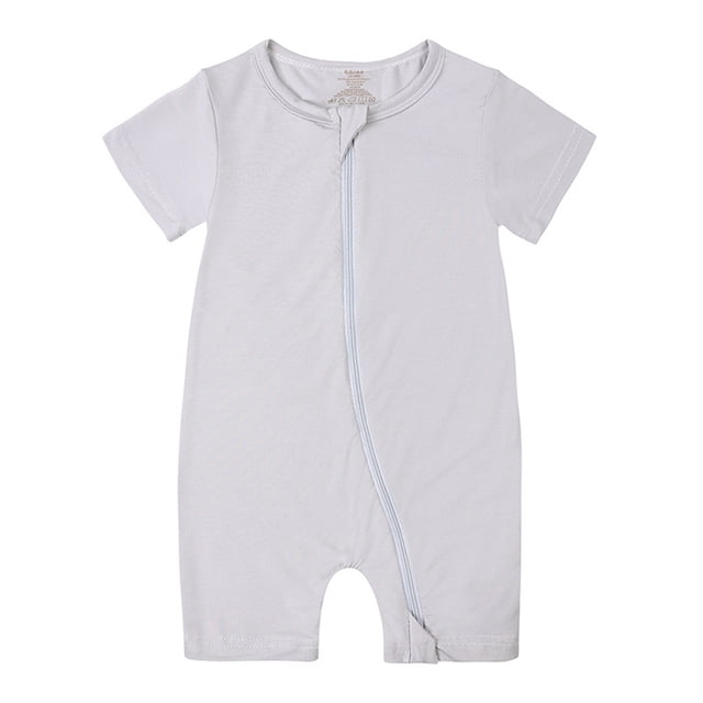 WEIYLL Combinaisons pour Garçons Décontractées à Fermeture Éclair Manches Courtes Col Rond Été Gris Bébé Combinaison pour 3-6 Mois