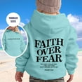 thumbnail image 4 of WRTFVZA Girls Hoodies 10-12, Fashion Letter Printed Faith Over Fear Christian Hoodie Sweatshirts (Little Girls, Mint Green, 6-7 Years), 4 of 4