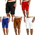 thumbnail image 3 of Hirigin Men Summer Jeans Slim Fit Straight Skinny Shorts Fit Denim Trousers Button Hollow Out Shorts, 3 of 3