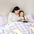 thumbnail image 4 of Castle Fairy Lattice Gold Letter M Queen Comforter Set 3pcs for Girls,Minimalist Geometric Grid Bedding Comforter Set, 4 of 6