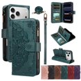 thumbnail image 1 of For iPhone 17 Pro Max Wallet Case, 9 Card Slots RFID Blocking Crossbody Leather Cover, Zipper Pocket, Detachable Wrist & Shoulder Strap, Magnetic Shockproof Protective Phone Case for Women,Green, 1 of 11