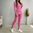 thumbnail image 6 of Lyrehush Womens Casual Matching Sets Fitted Leggings Ribbed Knit Stretchy V Neck Tunics Activewear 2 Piece Lounge Set, 6 of 7