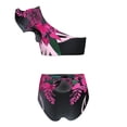 thumbnail image 4 of DPTALR Women Bead Stripes With Chest Pads Without Steel Support One-shoulder Flower Digital Print High Waist Split Swimsuit, 4 of 4