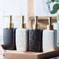 thumbnail image 2 of Qeeadeea Refillable Matt Soap Dispenser, Ceramic Soap Dispenser With Gold Pump, Bathroom Countertop Soap Dispensers-black-pattern, 2 of 7
