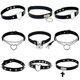 thumbnail image 2 of 1PC Punk Rock Gothic PU Leather Necklace Heart Round Spike Rivet Collar Studded Choker Chain Necklace 100% Handmade Body Jewelry, 2 of 5