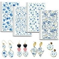 thumbnail image 1 of Papel de transferencia de arcilla con flores azules, 4 diseños, 24 piezas, hojas de transferencia de arcilla polimérica floral, papel de transferencia de flores pequeñas, 1 of 9