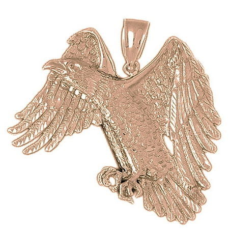 14K Rose Gold Eagle Pendant - 55 mm