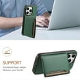 thumbnail image 6 of Detachable Wallet Case for iPhone 13, Flip Magnetic Card Holder for Phone Case with Stand, Kickstand Card Holders Stick on PU Leather Phone Case Shockproof Cover for iPhone 13, Green, 6 of 10