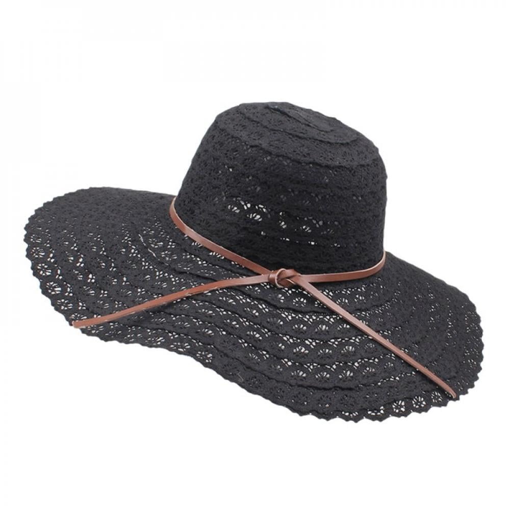ZDMATHE Women's Wide Brim Hat Bow Cut 