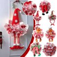 thumbnail image 2 of Wartleves 2024 Nueva corona navideña Letrero de bienvenida navideño Guirnaldas rojas Decoraciones Estilo cinta X Las mejores coronas atractivas al frente, 2 of 6