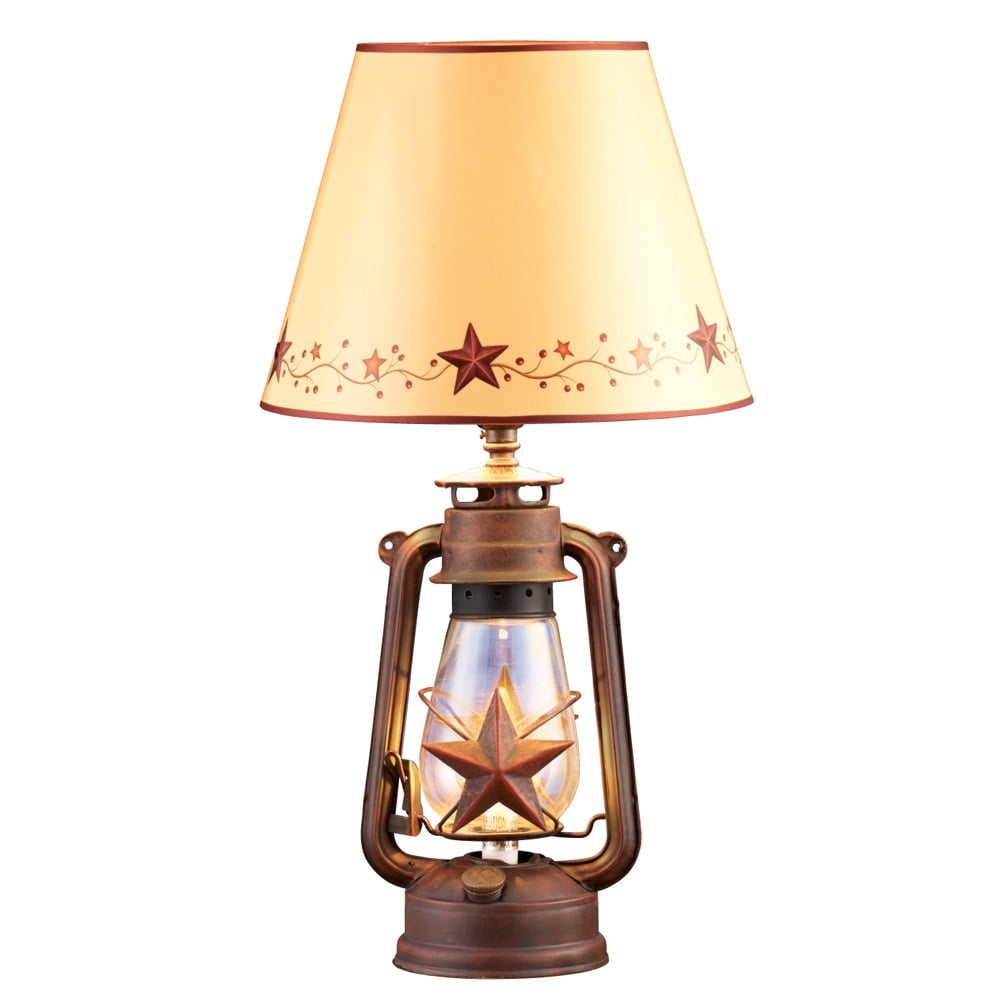 Rustic Country Star Lantern Table Lamp Brown Com