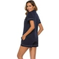 thumbnail image 5 of ANLIQI Womens 100% Cotton Pajamas Short Set Soft Short Sleeve Sleepwear Button Down Summer Pjs Set with Pockets(Navy Blue, Medium), 5 of 7