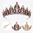 thumbnail image 3 of Unique Bargains Women Faux Crystal Queen Crowns Tiara Princess Rhinestone Tiaras Wedding Birthday Hair Accessories ["Crowns,Dark Gold Tone Pink"], 3 of 7