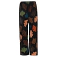 thumbnail image 6 of Cropped Pants for Women Spring Summer Lightweight Floral Print Elastic High Waist Wide Straight Leg Stretchy Boho Pants, 6 of 9